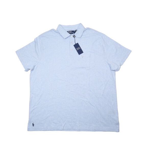 Polo Ralph Lauren Cotton & Linen Custom Slim Fit Polo Shirt Blue 2XL - Picture 1 of 2